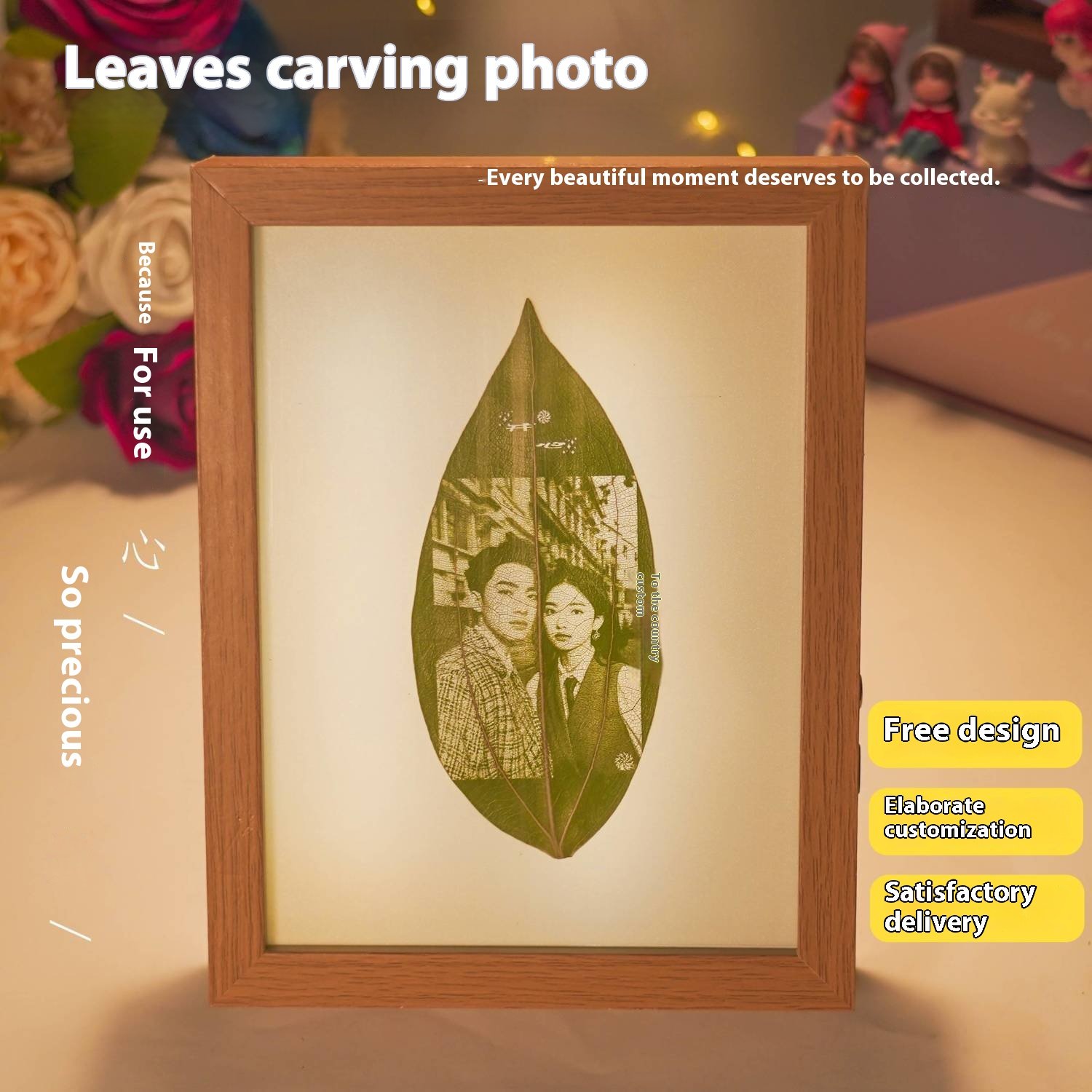 Leaf carving photo customized birthday gift for girl friend and wife commemorative - Image 4