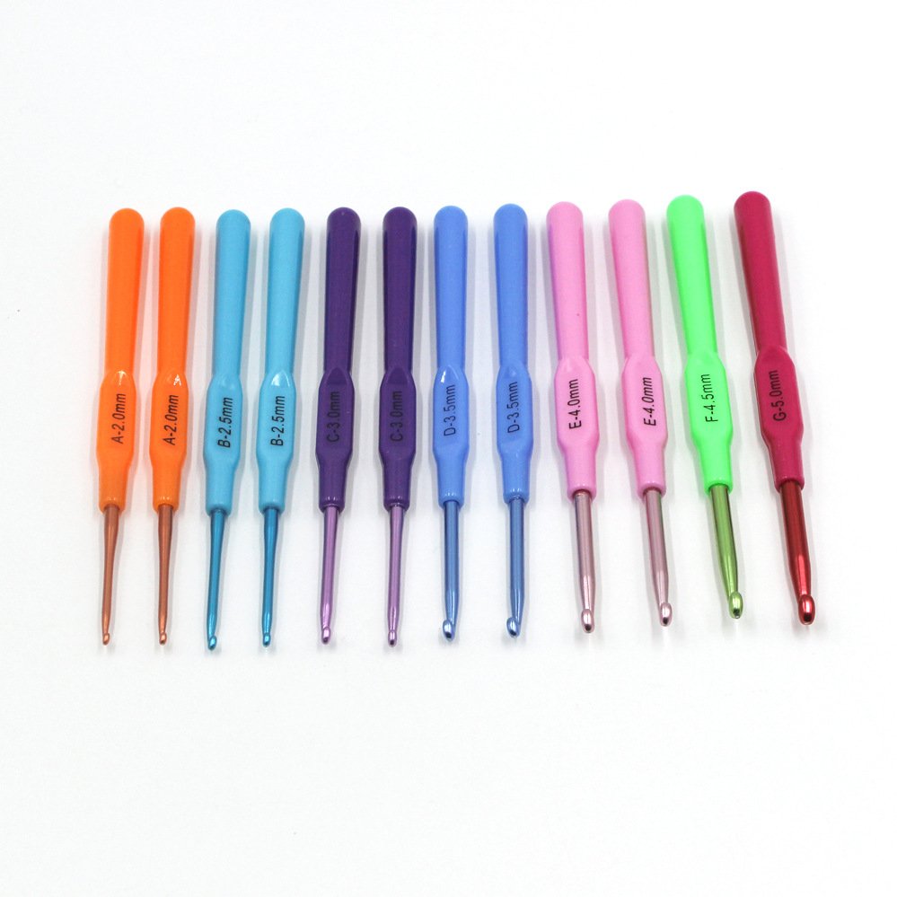 Cross-border factory direct candy color plastic handle crochet wool knitting suit aluminum crochet 9 - Image 5