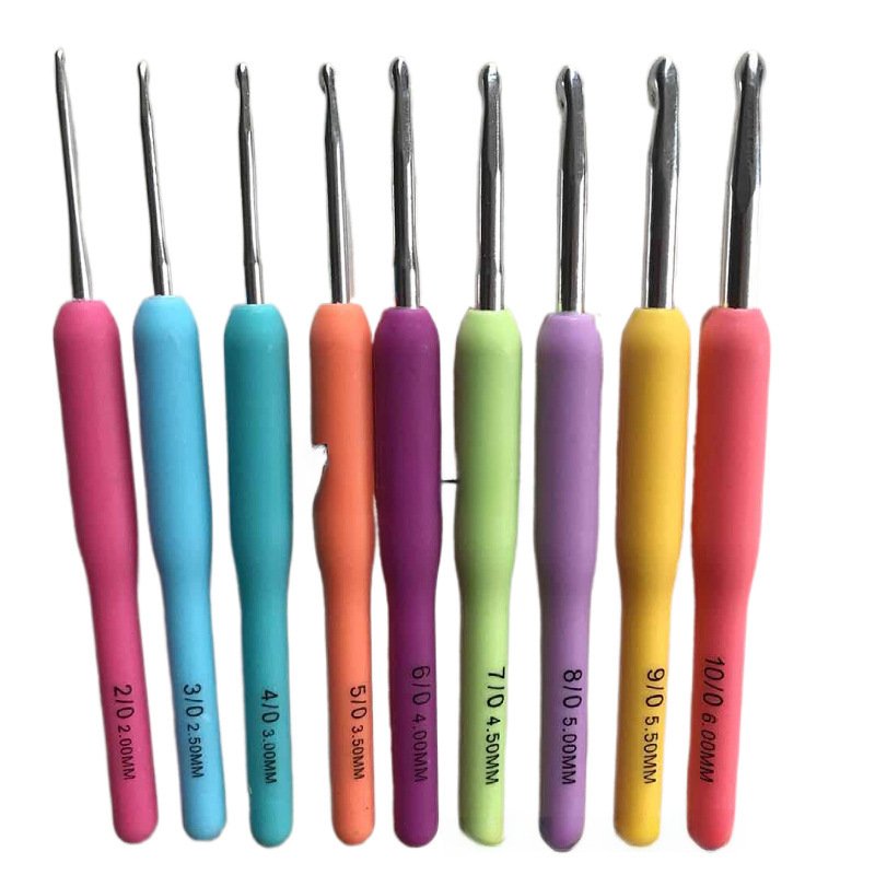 Cross-border factory direct candy color plastic handle crochet wool knitting suit aluminum crochet 9 - Image 6