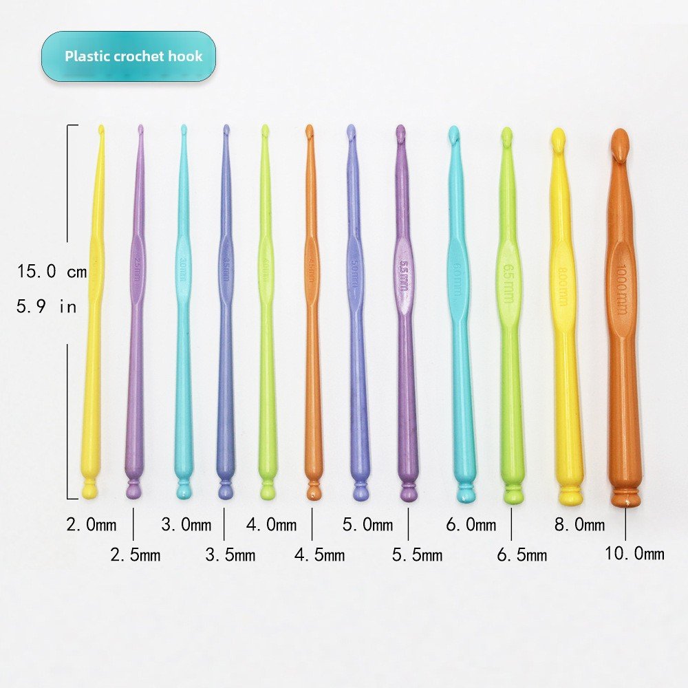 Cross-border factory direct candy color plastic handle crochet wool knitting suit aluminum crochet 9 - Image 7