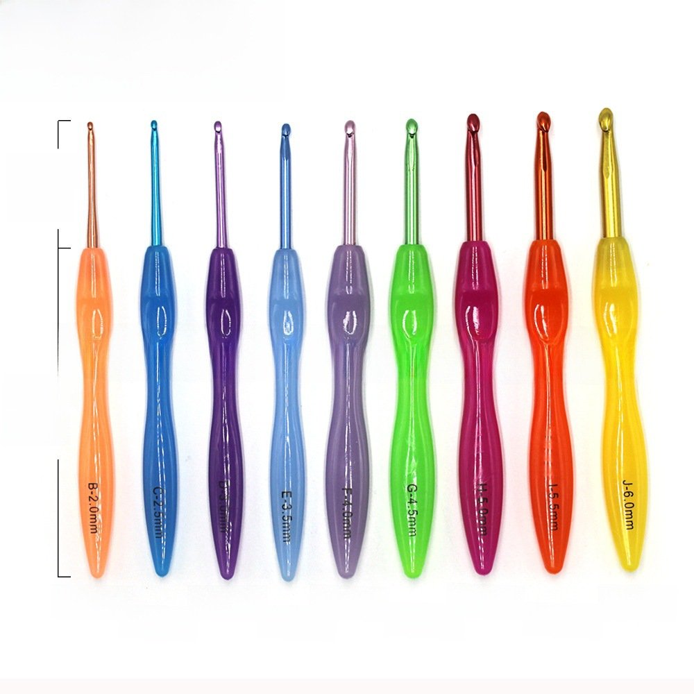 Cross-border factory direct candy color plastic handle crochet wool knitting suit aluminum crochet 9 - Image 11