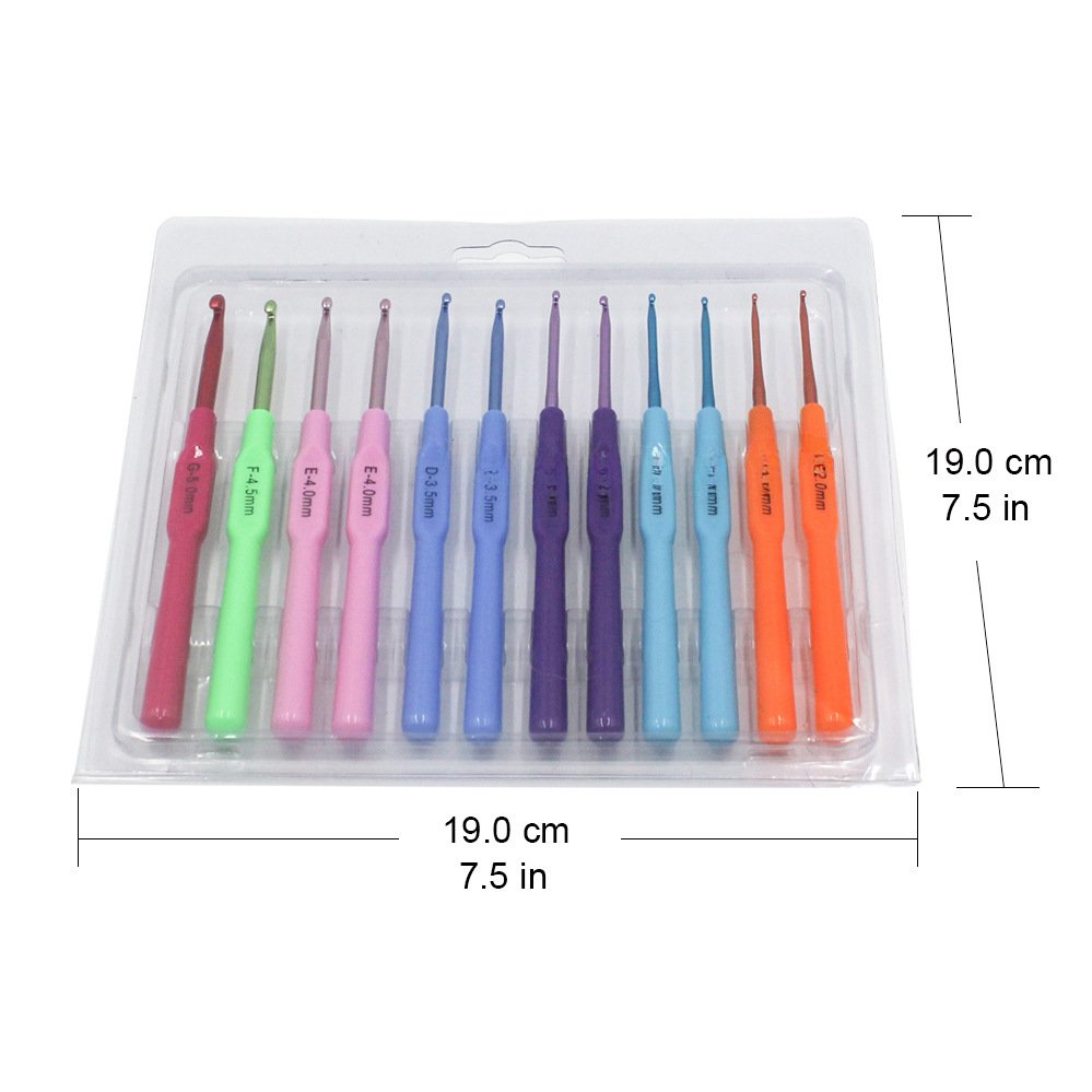 Cross-border factory direct candy color plastic handle crochet wool knitting suit aluminum crochet 9 - Image 13