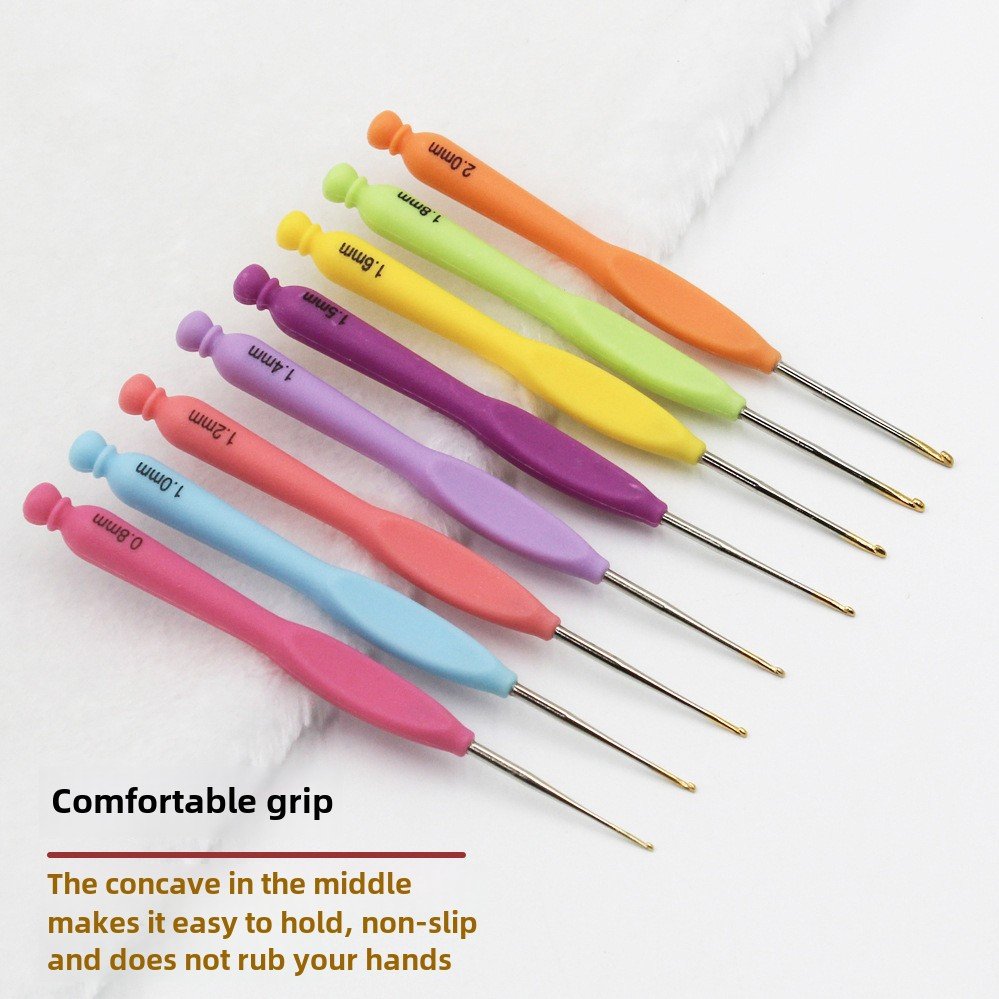 Cross-border factory direct candy color plastic handle crochet wool knitting suit aluminum crochet 9 - Image 4
