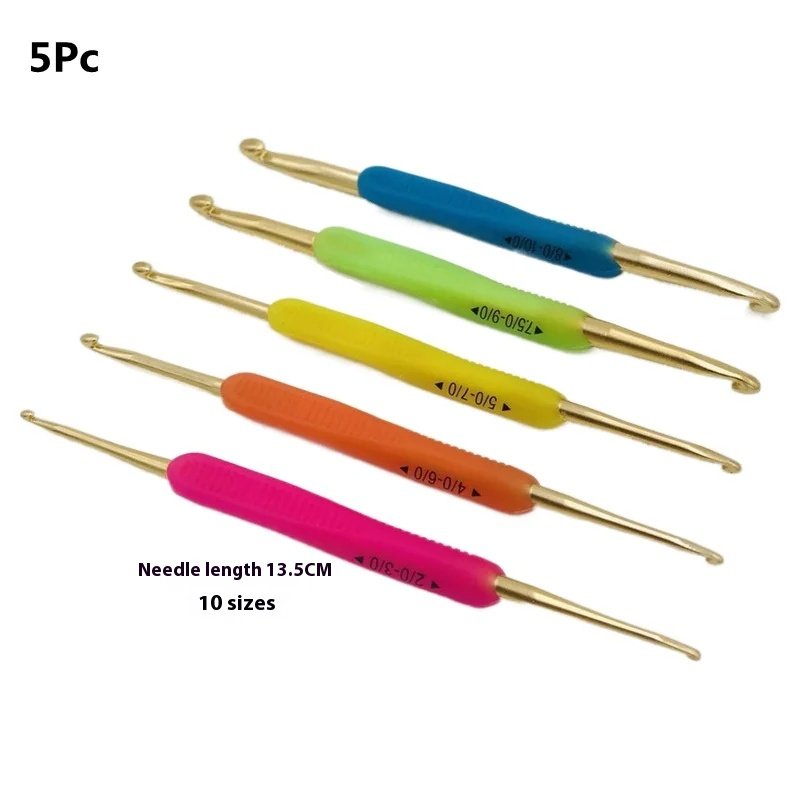Cross-border factory direct candy color plastic handle crochet wool knitting suit aluminum crochet 9 - Image 12