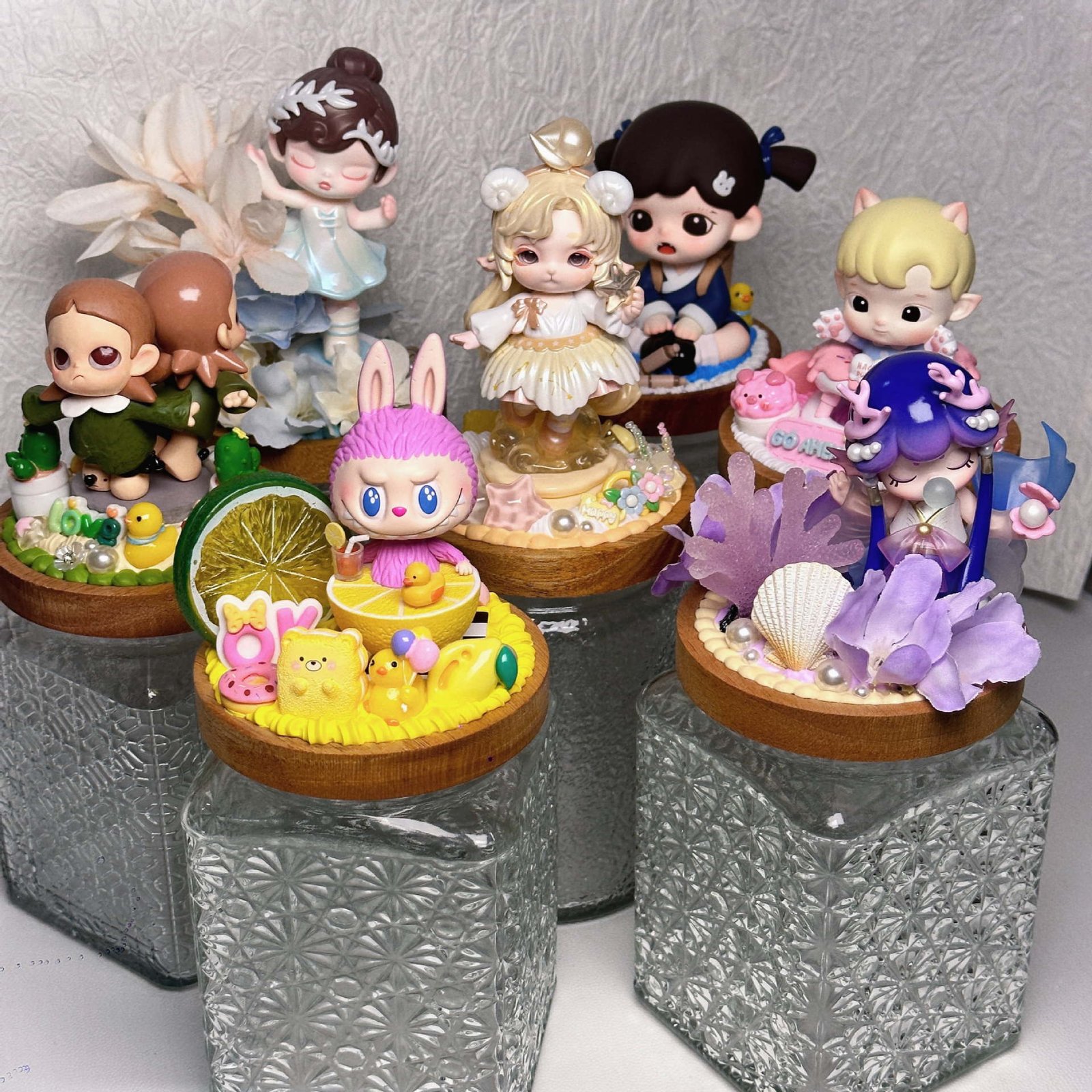 Glass storage, storage tank, bubble Mart, cream glue diy, tide play hand-made glass