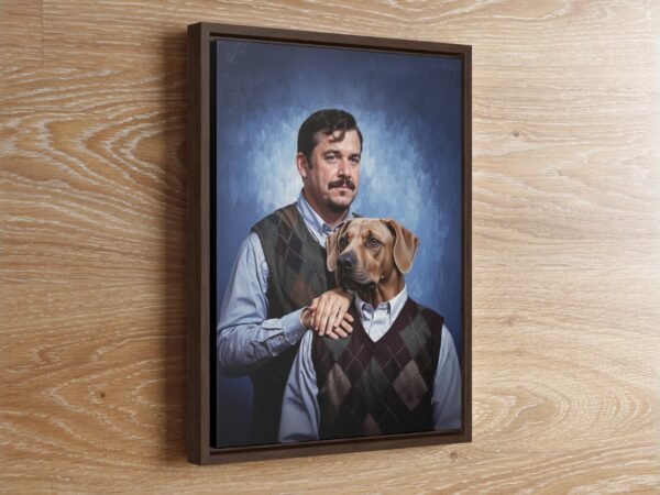 Pet Portrait, Human and pet custom portrait, Birthday Gift Idea, Funny Dog Portrait, Gift For Him, Dog Portrait, Man Cave, Gift for husband
